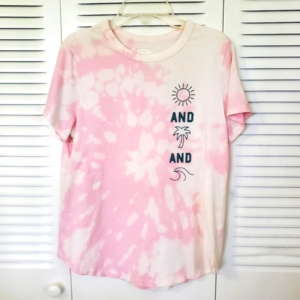 Old Navy pink and white tie dye shirt, size M